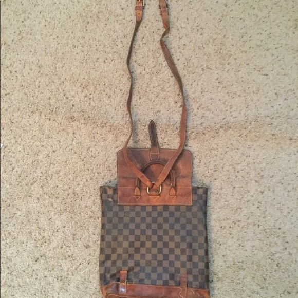 LOUIS VUITTON DAMIER CENTENAIRE VINTAGE BACKPACK LEATHER SHOULDER PURSE BAG Y2K - Picture 4 of 14